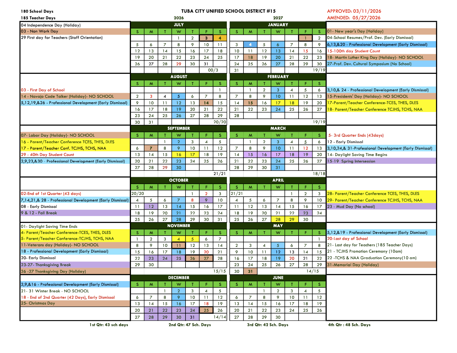 TCUSD SY26-27 Calendar